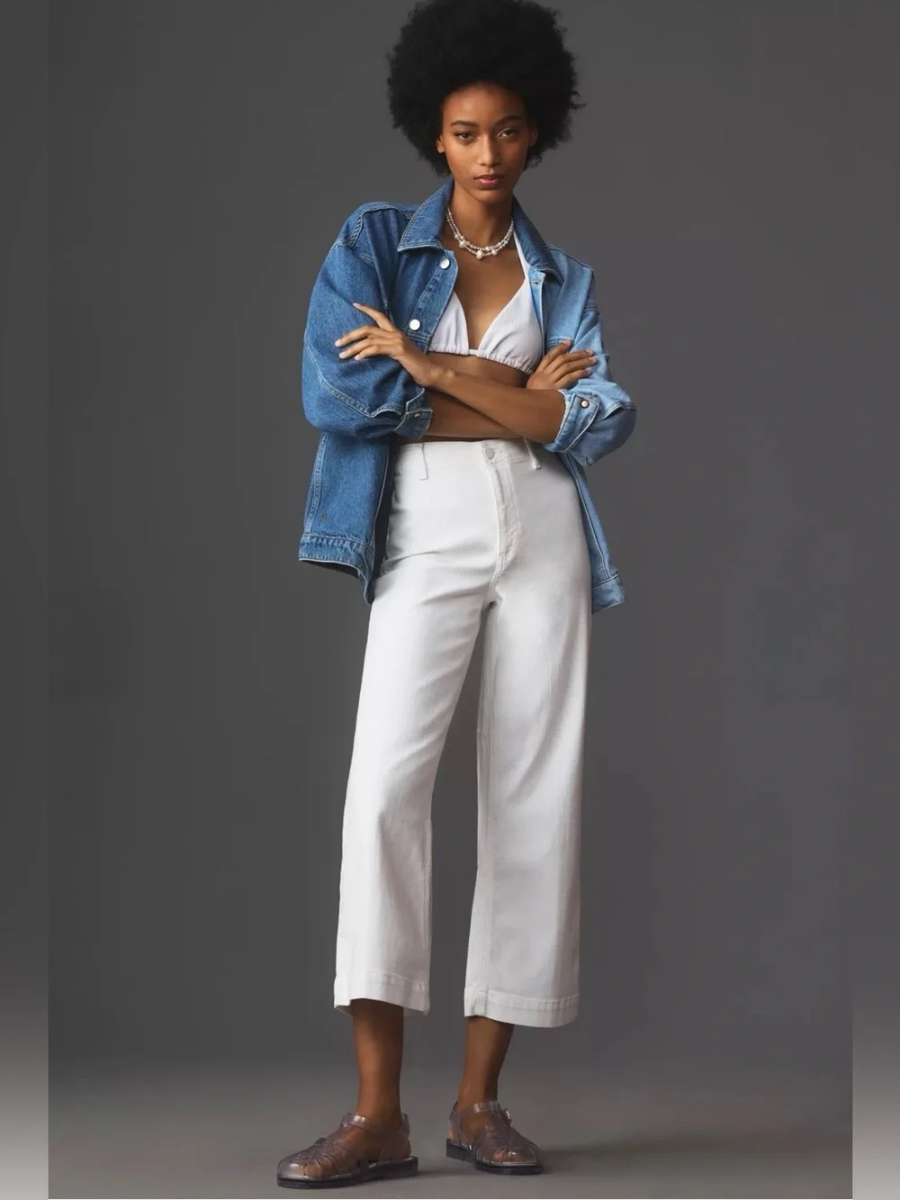 PAIGE Nellie White Wide Leg Crop Jeans Anthropologie Women’s Size 28
